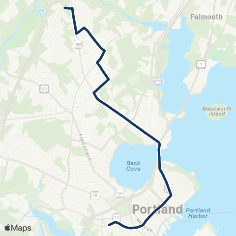 Greater Portland Metro Bus North Deering via Washington Avenue map