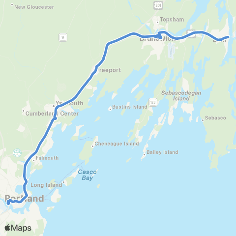 Greater Portland Metro Bus Portland - Yarmouth - Freeport - Brunswick map