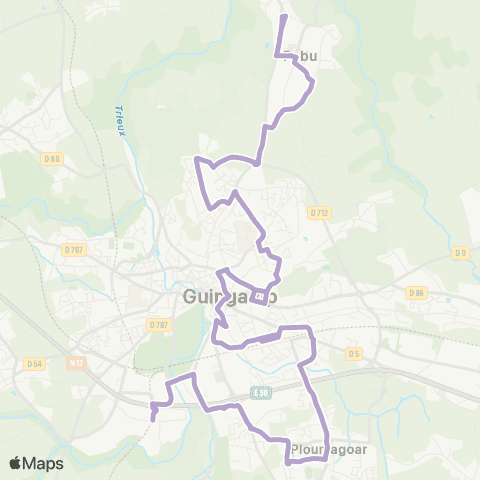 Guingamp-Paimpol Mobilité ZI de Grâces <> la Poterie map