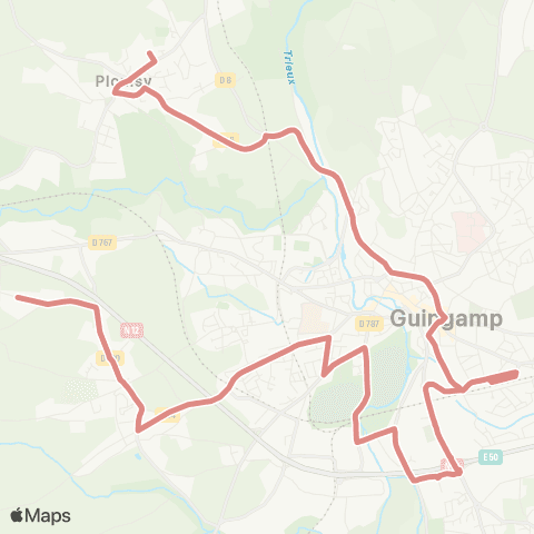 Guingamp-Paimpol Mobilité Pors Montfort <> Parc des sports map