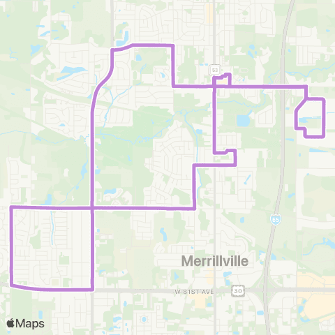 GPTC Merrillville Shuttle map