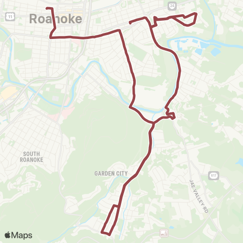 Valley Metro 41 - 3rd St Station to Southeast Roanoke map