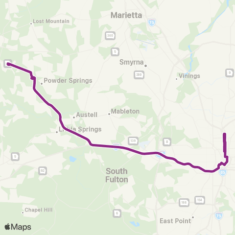 Xpress Hiram / Powder Springs - DT / MT map