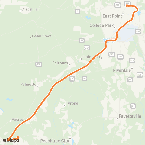 Xpress Newnan - Lakewood Station map