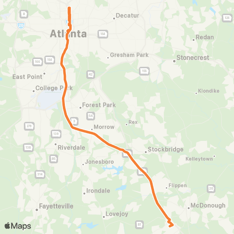 Xpress McDonough / Stockbridge - DT / MT map