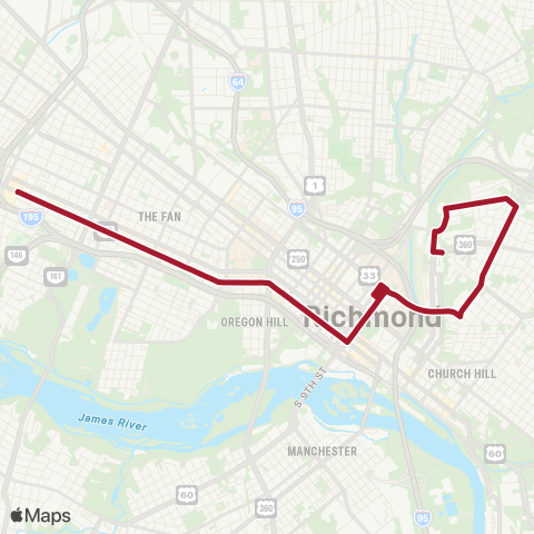 GRTC Cary / Main / Whitcomb map