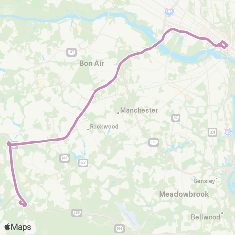 GRTC Commonwealth 20 Express (CHF) map