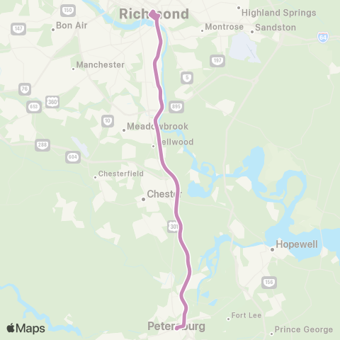 GRTC Richmond / Petersburg Express (PBG) map