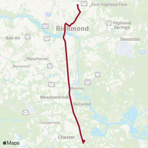 GRTC Highland Park / U.S. 1 / Harwood map