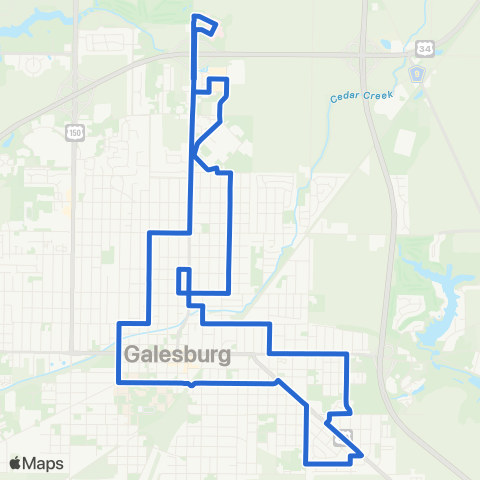 Galesburg Transit Blue East map