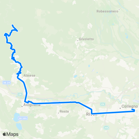 GTT Torino Collegno - Rubiana map