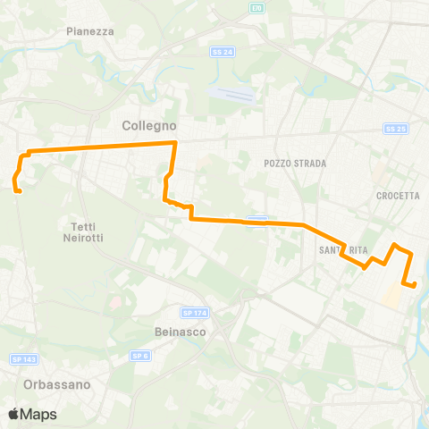GTT Torino Ospedale Di Rivoli - via Ventimiglia map