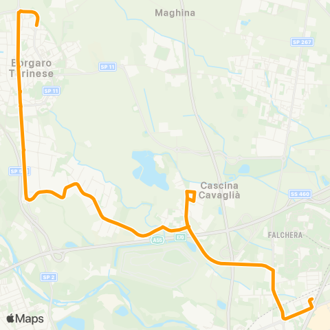 GTT Torino Corso Vercelli (Park Stura) - Borgata Villaretto - via Italia (Borgaro) map