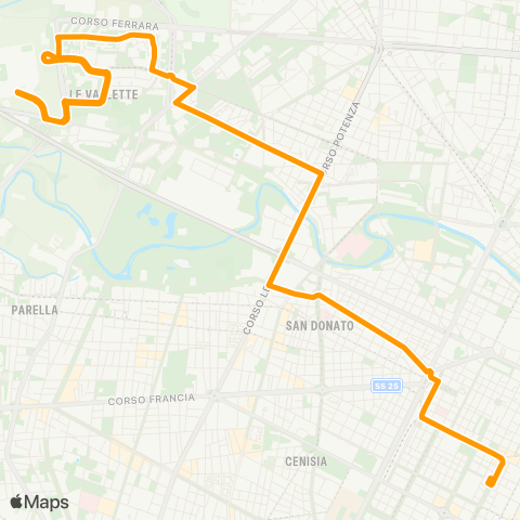GTT Torino Piazzale Vallette - Piazza Solferino map