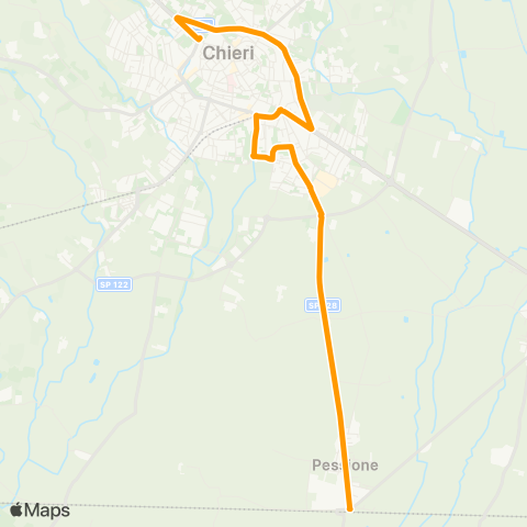 GTT Torino Feriale, Piazza Rossi (Pessione) - via Vittorio Emanuele II (Chieri) map