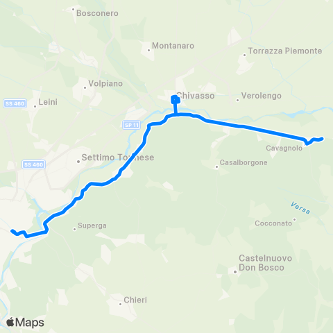 GTT Torino Torino - Settimo - Gassino - Chivasso - Piovà Massaia map