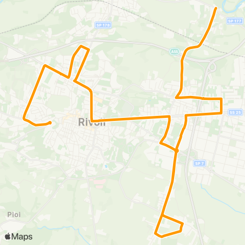GTT Torino Castello Di Rivoli - Ospedale Di Rivoli / Stazione Alpignano - Rivoli / Bruere - Tetti Neirotti map