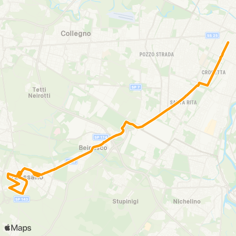 GTT Torino Piazza Dalla Chiesa (Orbassano) - Piazza Arbarello map