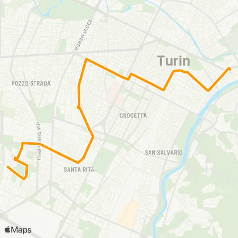 GTT Torino Via Moncalieri (Grugliasco) - Corso Farini map