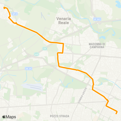 GTT Torino Piazza Oropa (Druento) - Piazza Solferino map