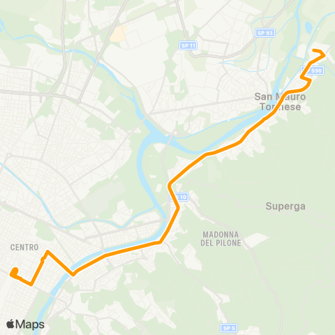 GTT Torino Via Mezzaluna (San Mauro T.SE) - Corso Vittorio Emanuele II map