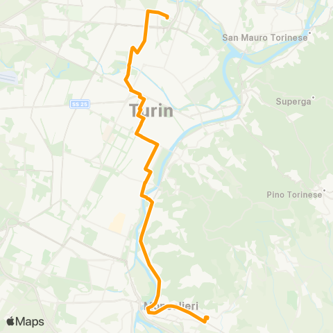 GTT Torino Piazza Marconi (Moncalieri) - Piazza Arbarello (Feriale) / via Scialoja (Festivo) map