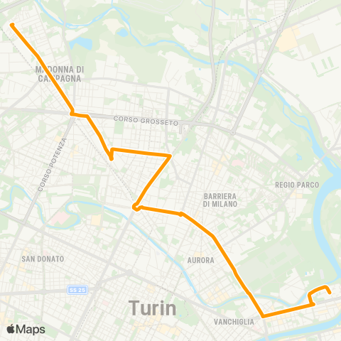 GTT Torino Feriale, via Sandre (Venaria Reale) - Corso Cadore map