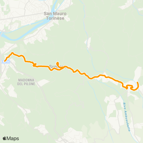 GTT Torino Feriale, Piazza G. Modena - Superga - via Cordova (Baldissero T.SE) map