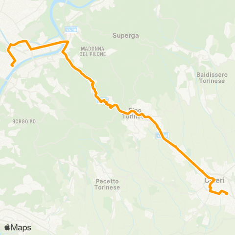 GTT Torino Notturna, Piazza Vittorio Veneto - Chieri map