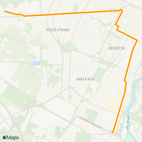GTT Torino Bus Sostitutivo Metropolitana, Stazione Fermi (Collegno) - Stazione Bengasi map