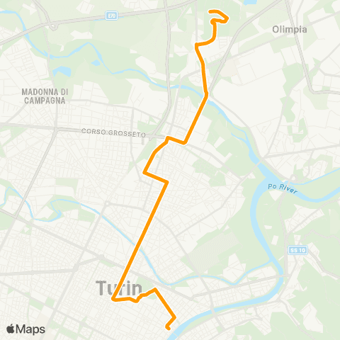 GTT Torino Notturna, via Delle Querce - Piazza Vittorio Veneto map