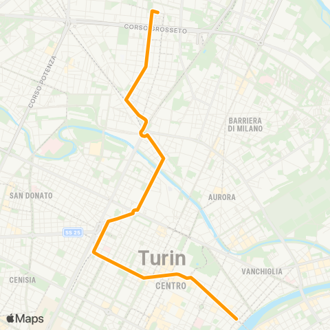 GTT Torino Notturna, Piazza Vittorio Veneto - via Massari map