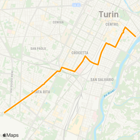 GTT Torino Notturna, Piazza Vittorio Veneto - Piazza Cattaneo map