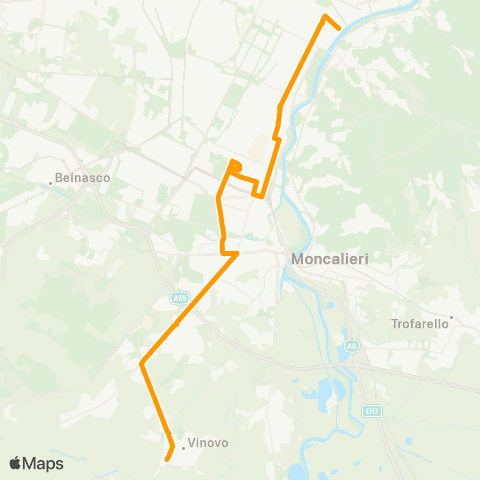 GTT Torino Notturna, Piazza Vittorio Veneto - Vinovo map