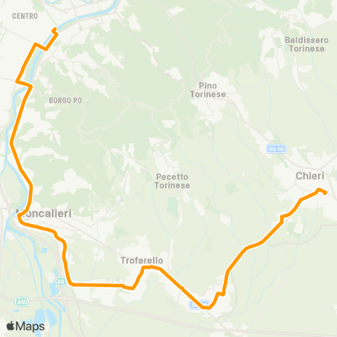 GTT Torino Notturna, Piazza Vittorio Veneto - Chieri map