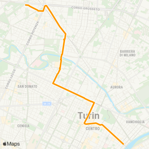 GTT Torino Notturna, Piazza Vittorio Veneto - Piazza Manno map