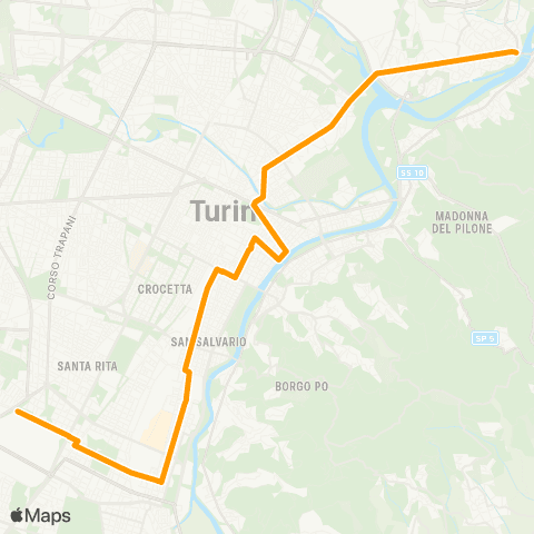 GTT Torino Speciale Stabilimenti, Piazza Mochino (San Mauro) - Corso Tazzoli map