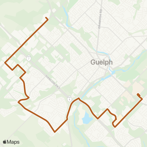 Guelph Transit Woodlawn Watson map