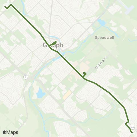 Guelph Transit Mainline map