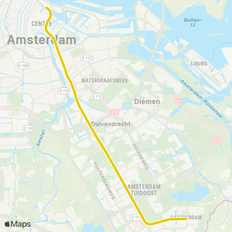GVB Metrolijn 54 map