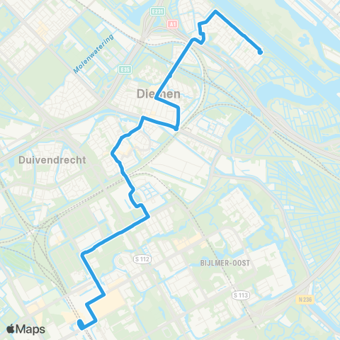 GVB Buslijn 44 map