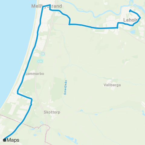 Hallandstrafiken Laholm Bussterminal—Båstad Station map