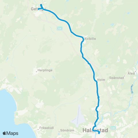Hallandstrafiken Falkenberg Bussterminal—Halmstad Resecentrum map
