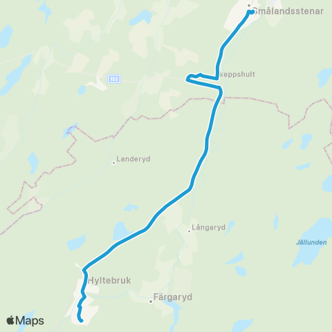 Hallandstrafiken Gislaved Busstation—Hyltebruk Staffansbo map