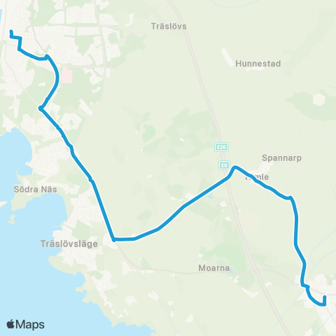 Hallandstrafiken Varberg Bussterminal—Tvååker Centrum map