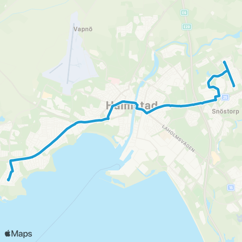 Hallandstrafiken Halmstad Vallås Nedre—Halmstad Stenhuggeriet map