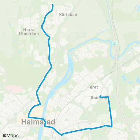 Hallandstrafiken Halmstad Kärlekens Skola—Halmstad Skyttevägen map