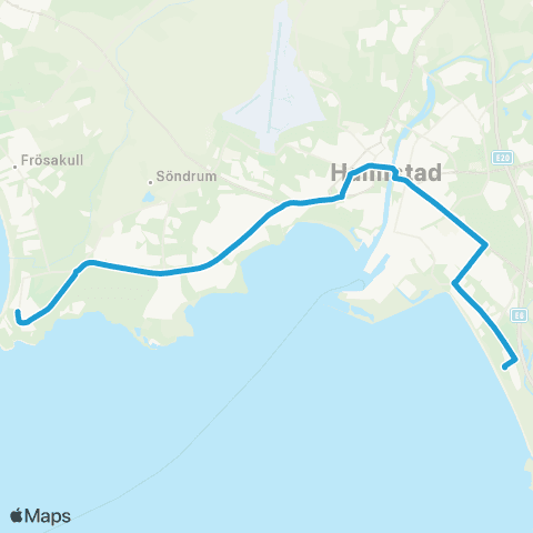 Hallandstrafiken Tylösand—Halmstad Hagön map