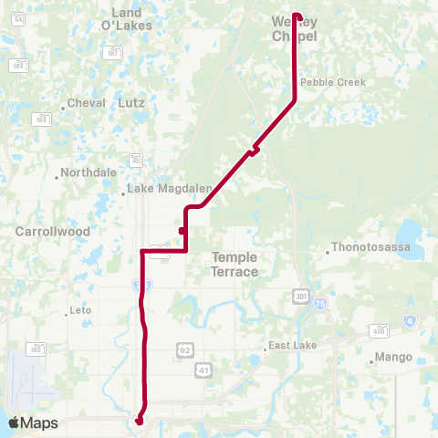 HART New Tampa Limited Express map