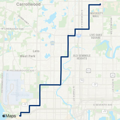 HART University Area / Westshore map